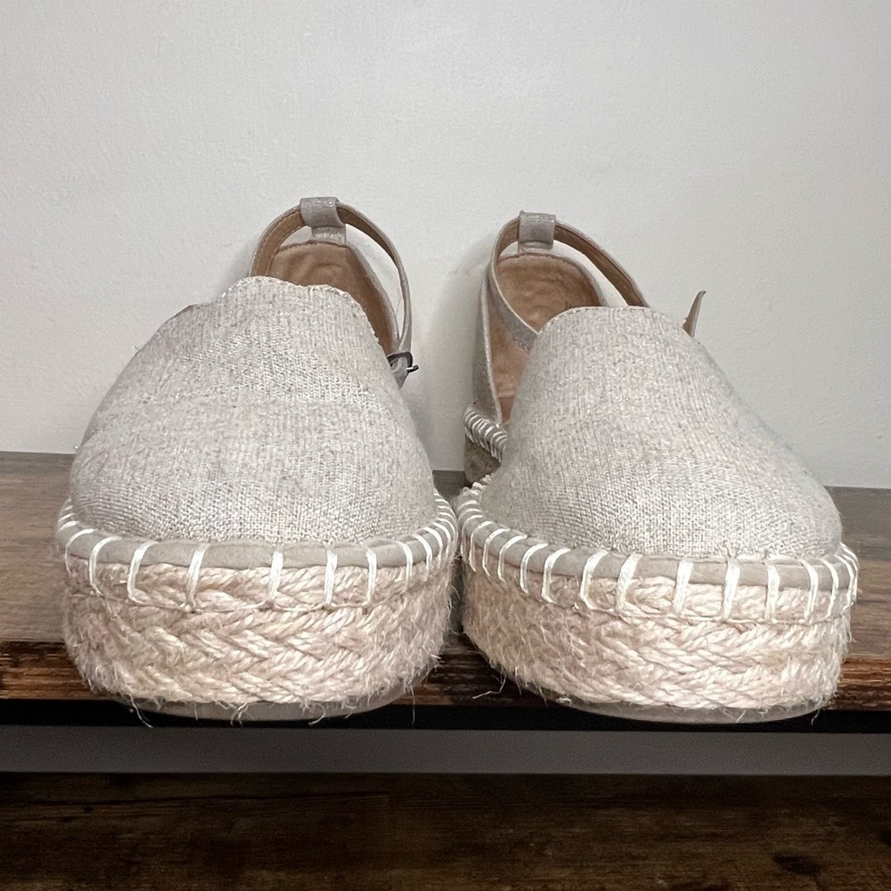 JOIE Cruz gray neutral platform espadrille sparkle sandal ankle strap women's 8 - Picture 3 of 10